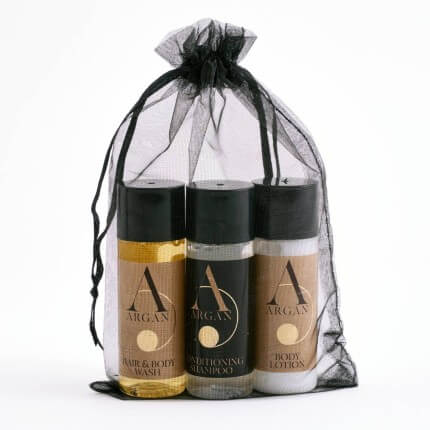 Kit de baño Argan 50uds. - Gel, champú, body lotion y jabón (KB-1)